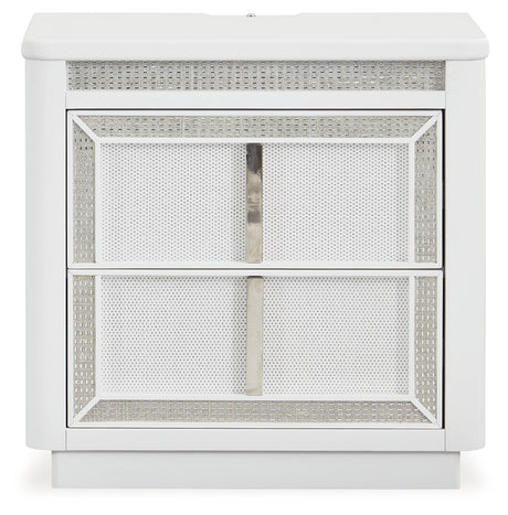 Chalanna White Queen Panel Storage Bedroom Set with Nightstand - Ornate Home