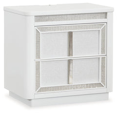 Chalanna White Queen Panel Storage Bedroom Set with Nightstand - Ornate Home