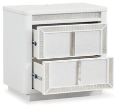 Chalanna White Queen Panel Storage Bedroom Set with Nightstand - Ornate Home