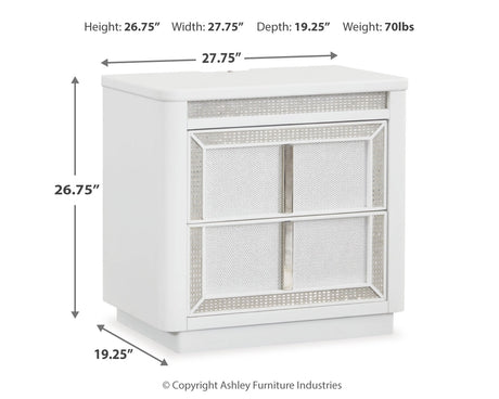 Chalanna White Queen Panel Storage Bedroom Set with Nightstand - Ornate Home