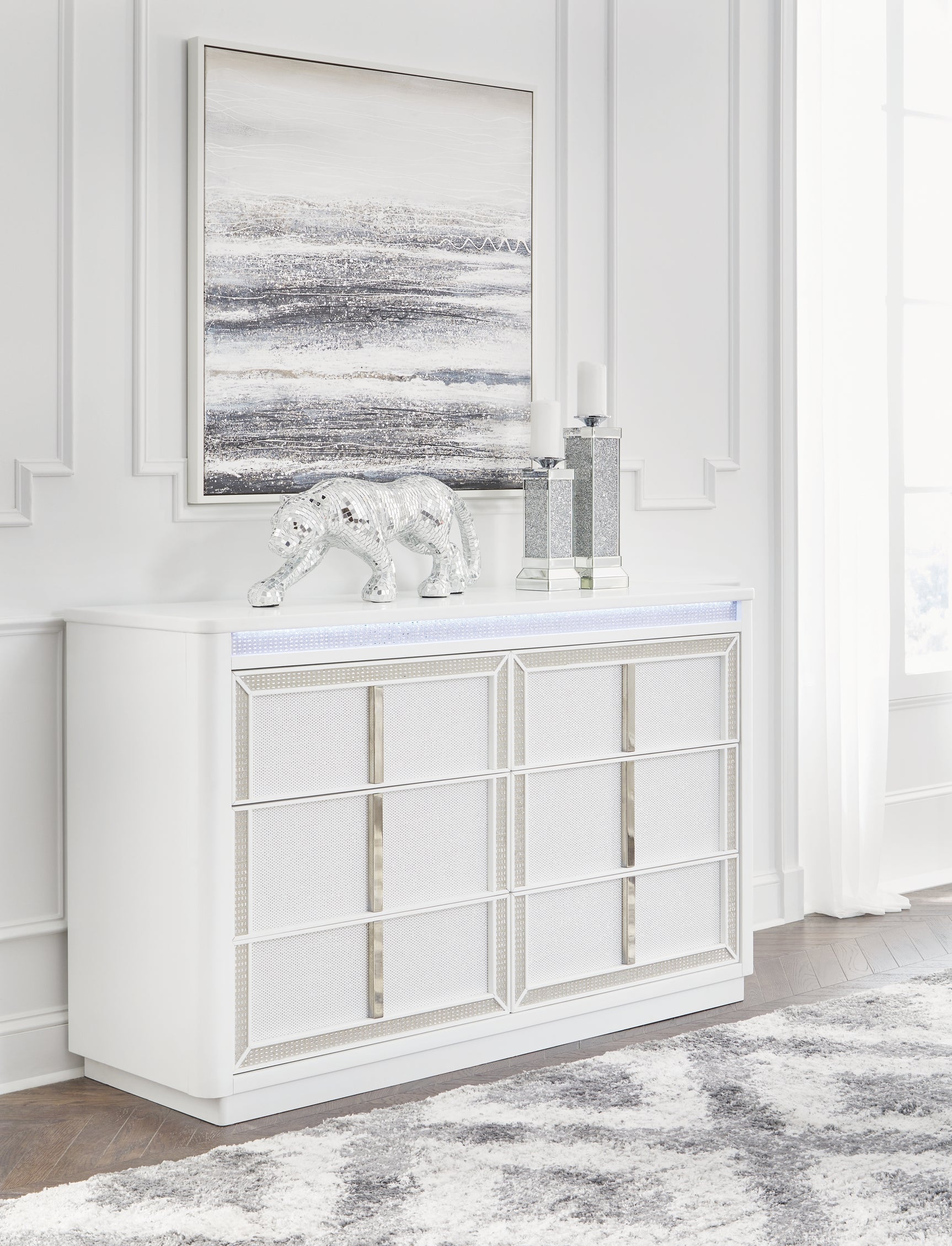 Chalanna White Queen Storage Bed, Dresser and 2 Nightstands (Online Special Price) - Ornate Home