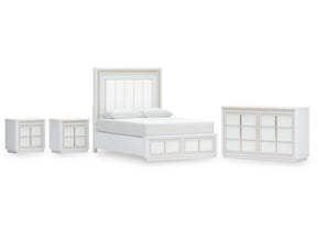 Chalanna White Queen Storage Bed, Dresser and 2 Nightstands - Ornate Home