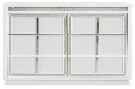 Chalanna White Queen Storage Bed, Dresser and 2 Nightstands - Ornate Home