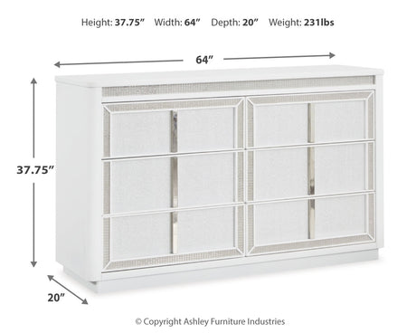 Chalanna White Queen Storage Bed, Dresser and 2 Nightstands - Ornate Home