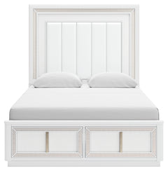 Chalanna White Queen Storage Bed, Dresser and 2 Nightstands - Ornate Home