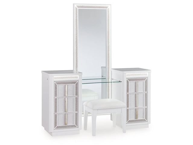 Chalanna White Vanity, Mirror and Stool (Online Special Price) - Ornate Home