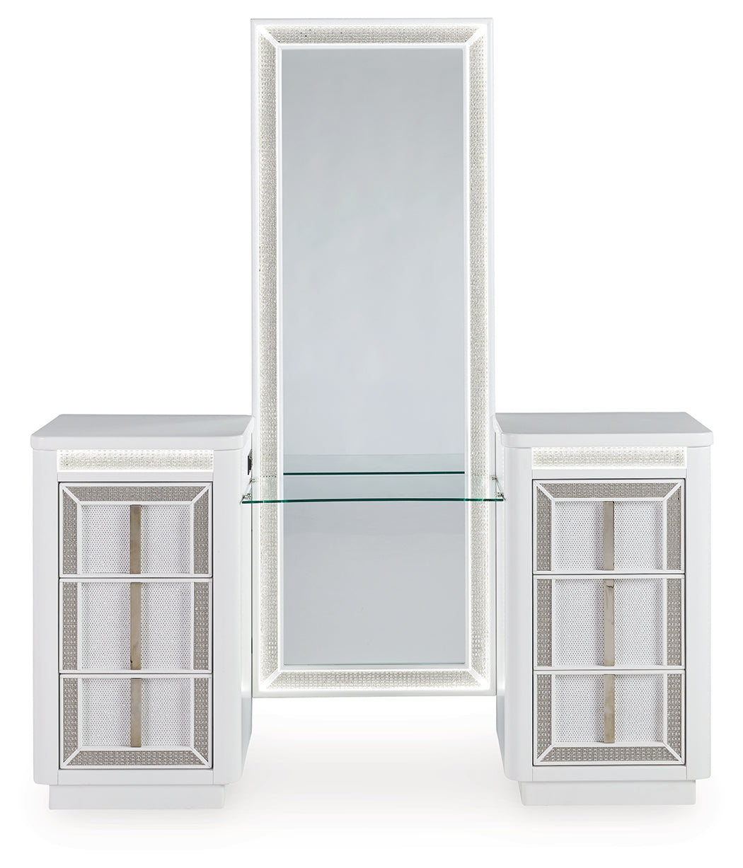 Chalanna White Vanity, Mirror and Stool (Online Special Price) - Ornate Home