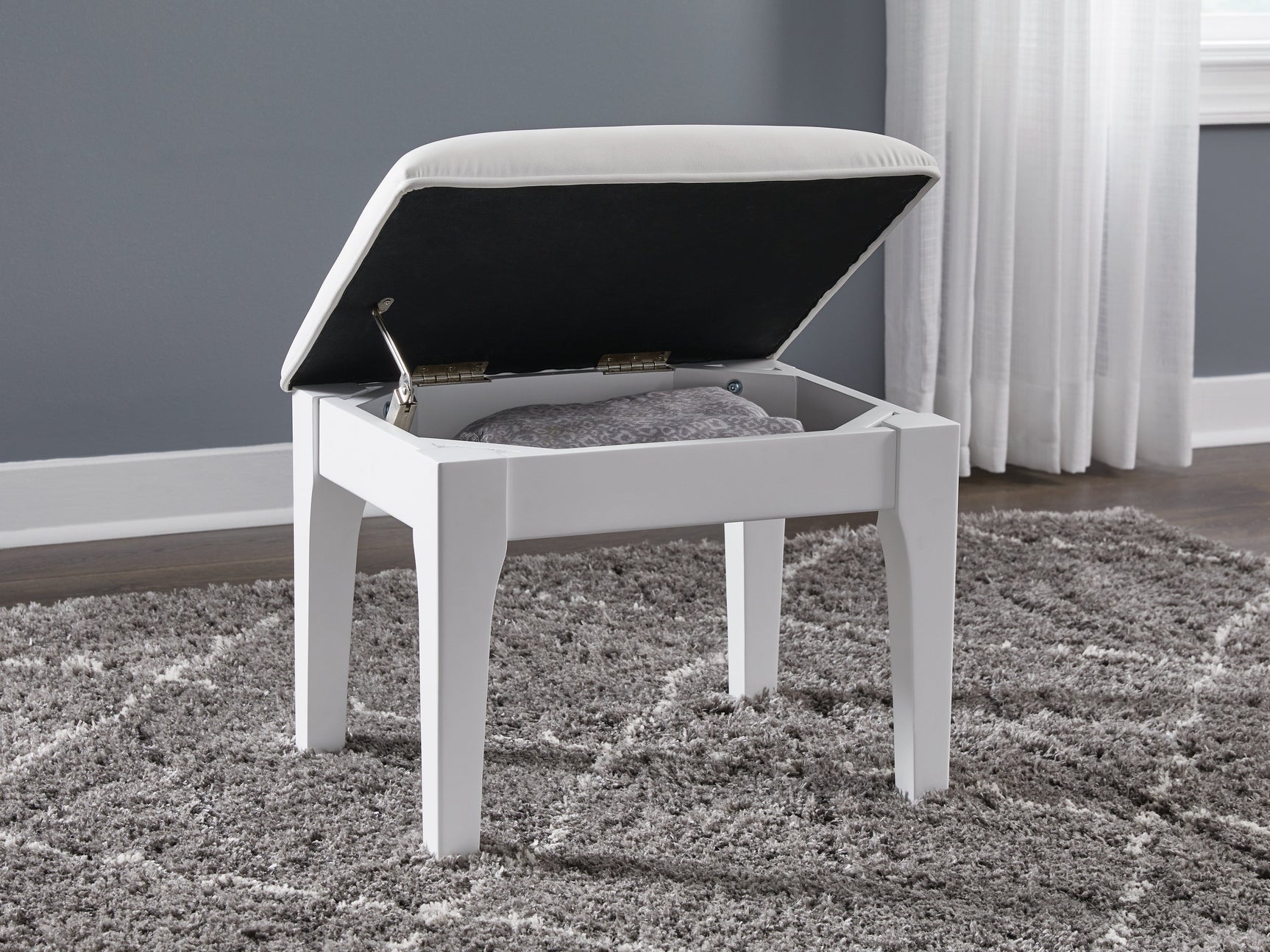 Chalanna White Vanity Stool (Online Special Price) - Ornate Home