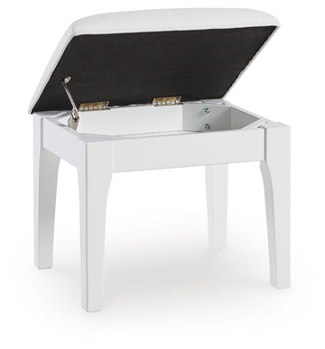 Chalanna White Vanity Stool - Ornate Home