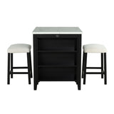 Chalcedony Black/White/Ivory 3 Pc. Counter Ht. Table Set w/ USB - Ornate Home