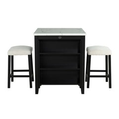 Chalcedony Black/White/Ivory 3 Pc. Counter Ht. Table Set w/ USB - Ornate Home