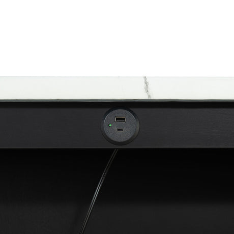 Chalcedony Black/White/Ivory 3 Pc. Counter Ht. Table Set w/ USB - Ornate Home