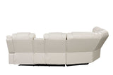 Challenger Beige Faux Leather Reclining Sectional Sofa w/ Built in USB-C Ports & Bluetooth - Ornate Home