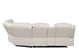 Challenger Beige Faux Leather Reclining Sectional Sofa w/ Built in USB-C Ports & Bluetooth - Ornate Home