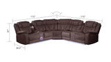 Challenger Brown Faux Leather Reclining Sectional Sofa w/Built in USB-C Ports & Bluetooth - Ornate Home