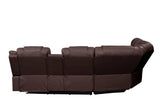Challenger Brown Faux Leather Reclining Sectional Sofa w/Built in USB-C Ports & Bluetooth - Ornate Home