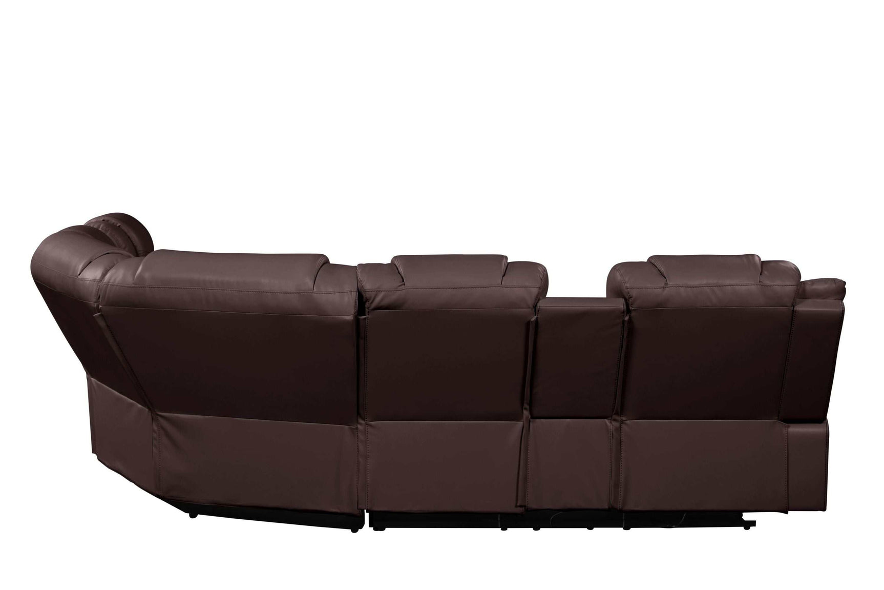 Challenger Brown Faux Leather Reclining Sectional Sofa w/Built in USB-C Ports & Bluetooth - Ornate Home