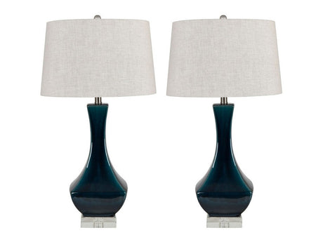 Chamberlain Teal/White Table Lamp (Set of 2) - Ornate Home
