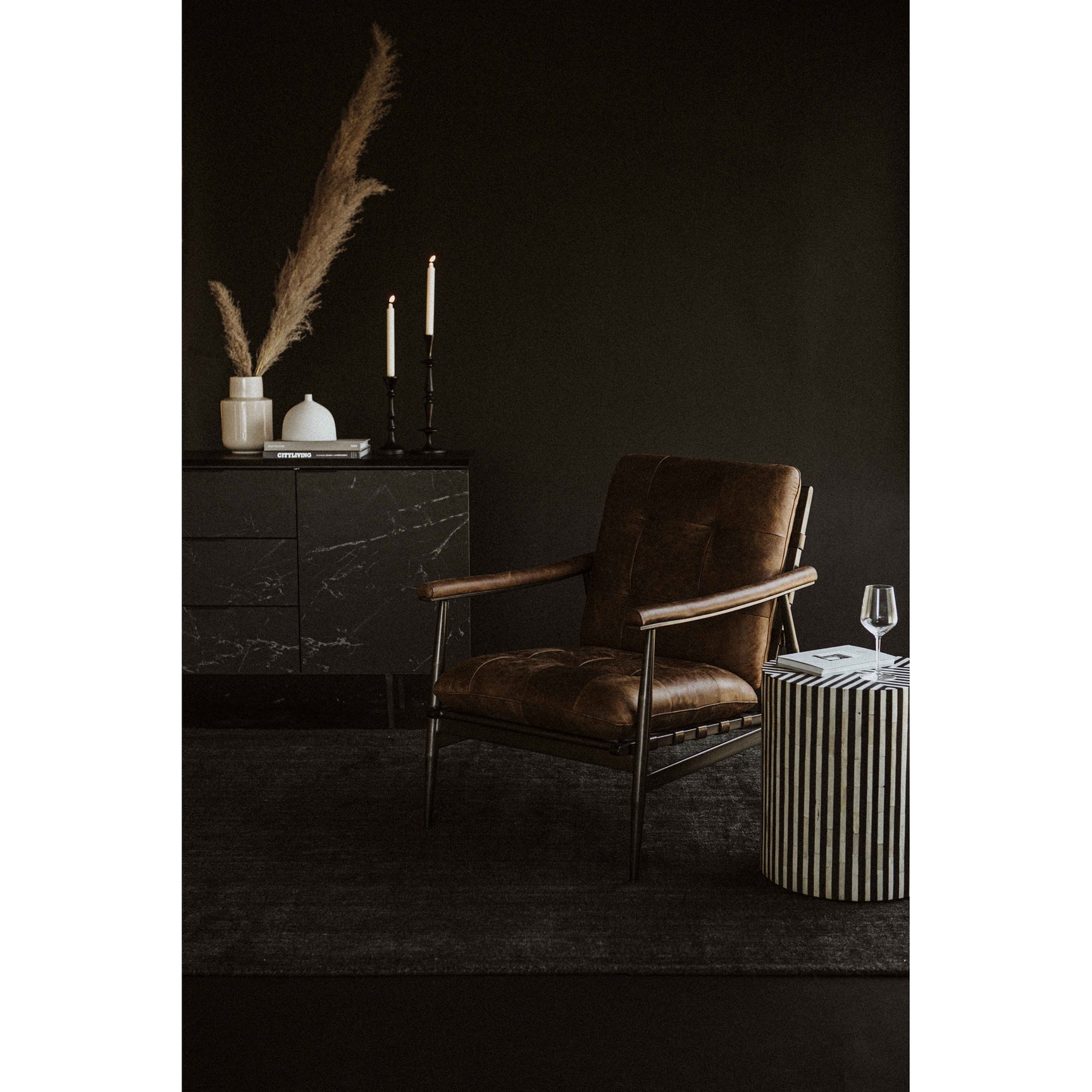 Chameau Black Side Table - Ornate Home