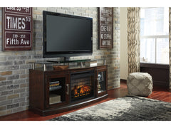Chanceen Dark Brown 60" TV Stand with Electric Fireplace - Ornate Home