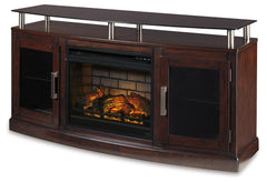 Chanceen Dark Brown 60" TV Stand with Electric Fireplace - Ornate Home