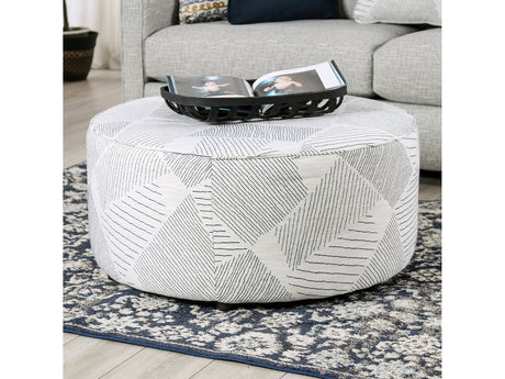 Chancery Gray/Navy Ottoman - Ornate Home