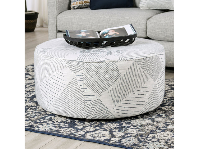 Chancery Gray/Navy Ottoman - Ornate Home