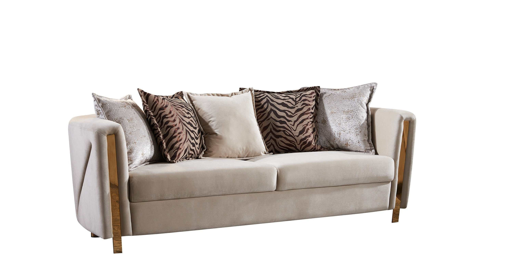 Chanelle Beige Velvet Sofa - Ornate Home