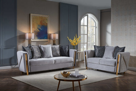 Chanelle Gray Velvet Loveseat - Ornate Home