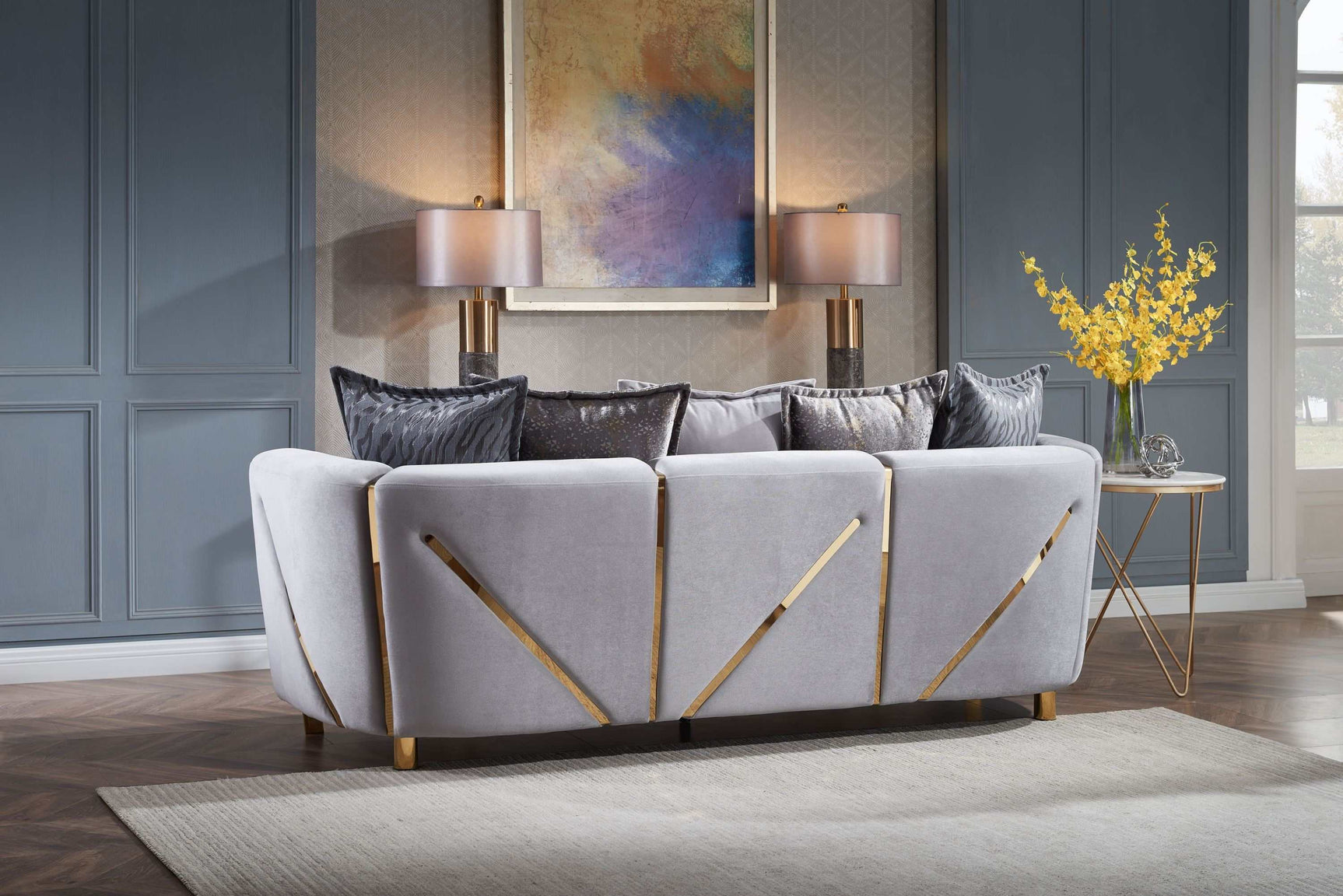 Chanelle Gray Velvet Sofa - Ornate Home