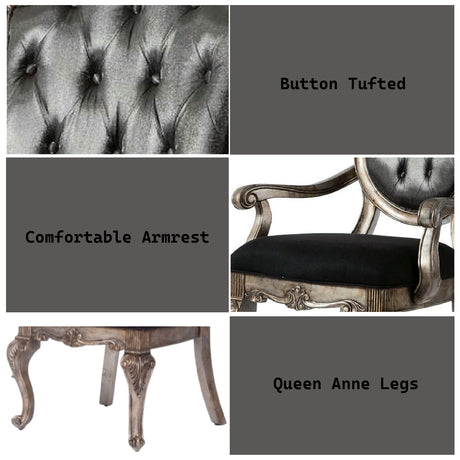 Chantelle Antique Platinum Dining Arm Chair (Set of 2) - Ornate Home