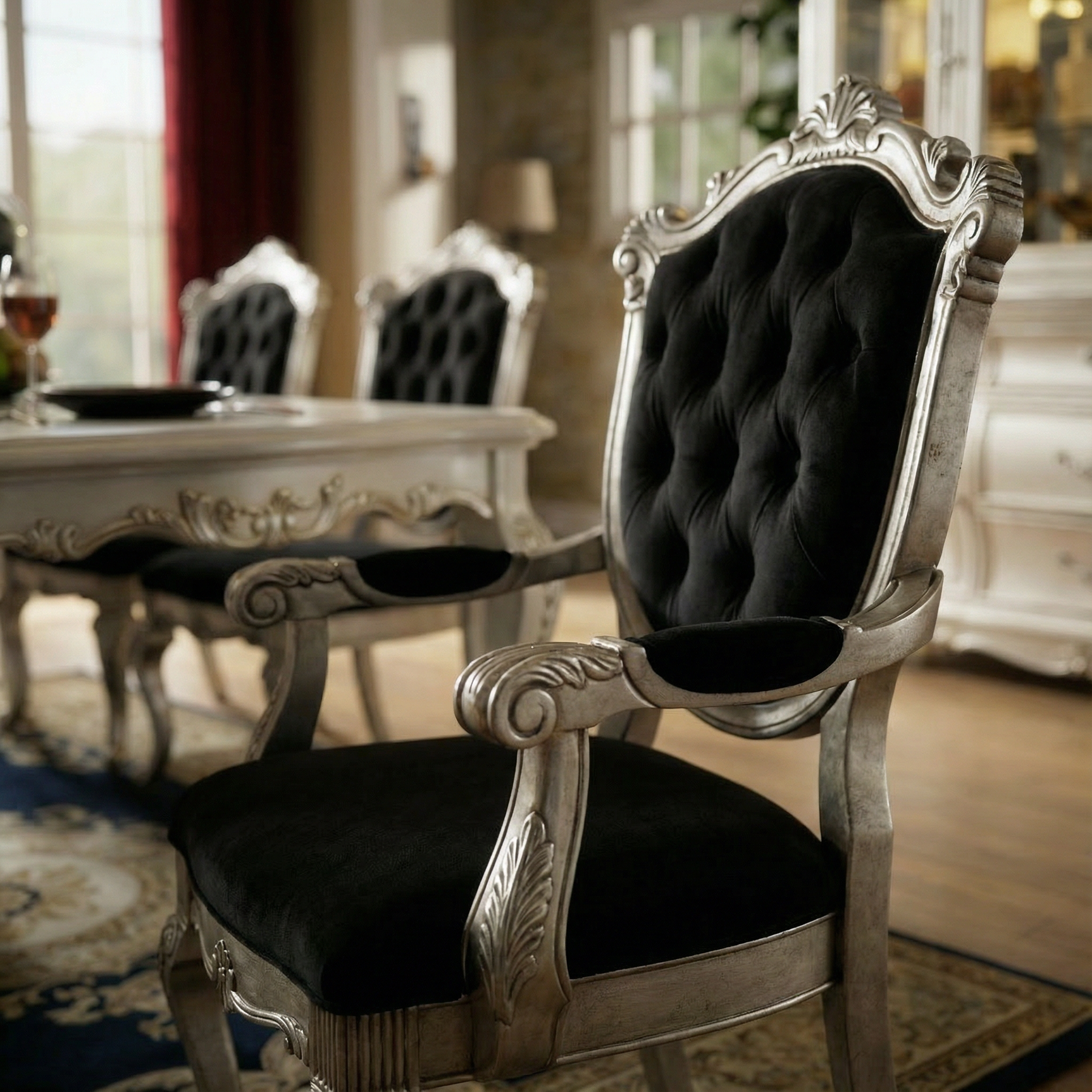 Chantelle Antique Platinum Dining Side Chair (Set of 2) - Ornate Home