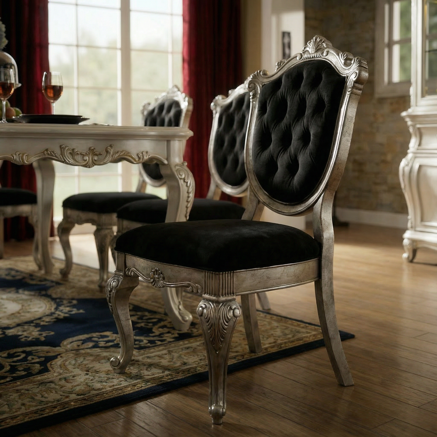 Chantelle Antique Platinum Dining Side Chair (Set of 2) - Ornate Home