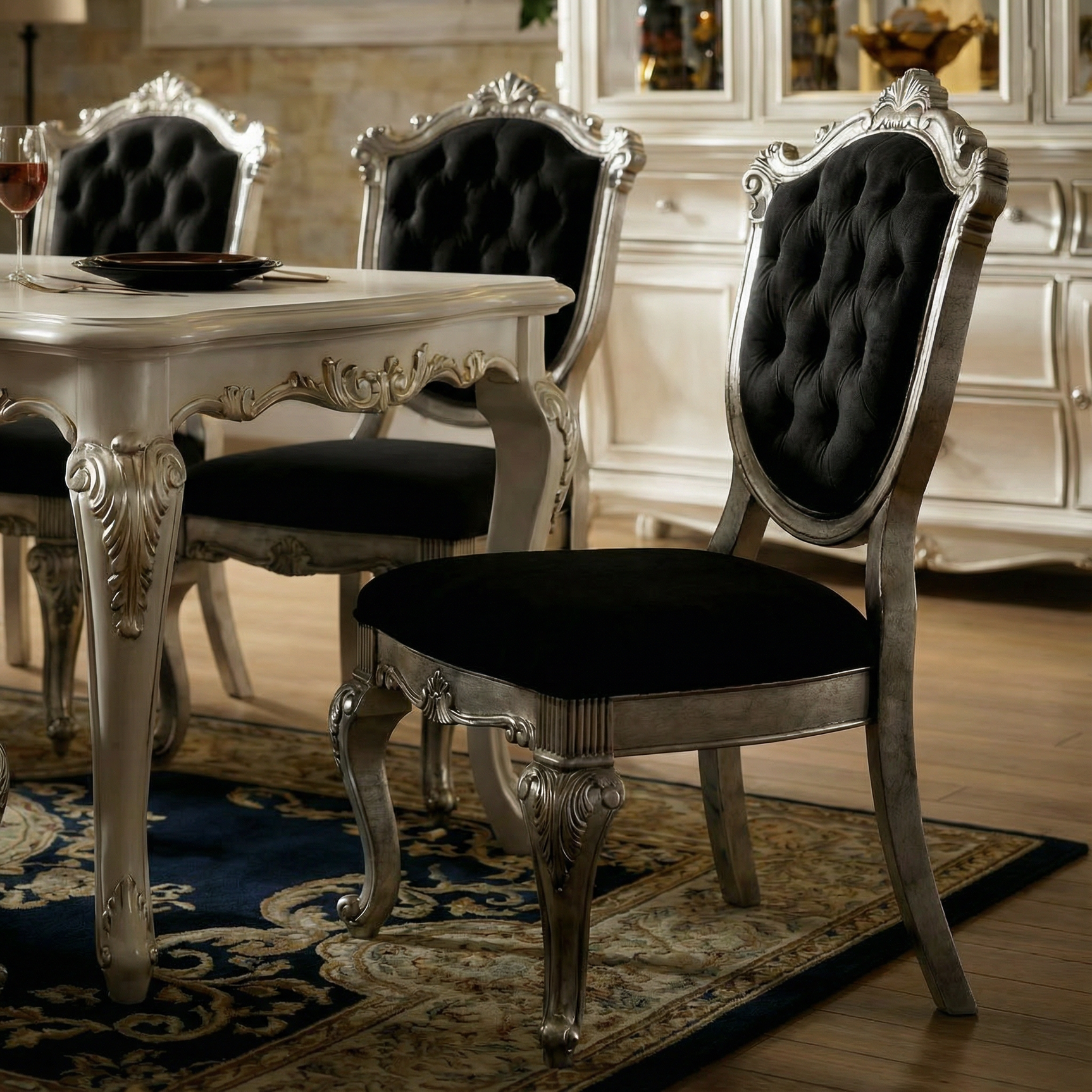 Chantelle Antique Platinum Dining Side Chair (Set of 2) - Ornate Home