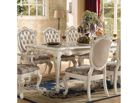 Chantelle Natural Marble Top/Pearl Beige Dining Table - Ornate Home
