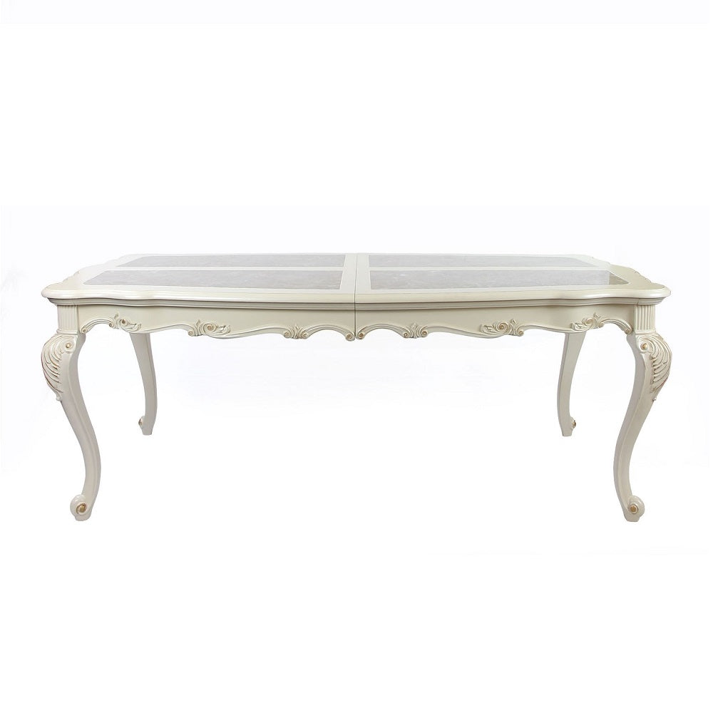 Chantelle Natural Marble Top/Pearl Beige Dining Table - Ornate Home