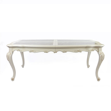 Chantelle Natural Marble Top/Pearl Beige Dining Table - Ornate Home