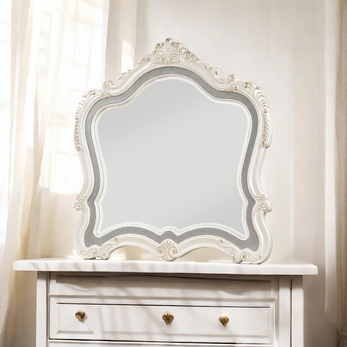 Chantelle Pearl White Mirror - Ornate Home