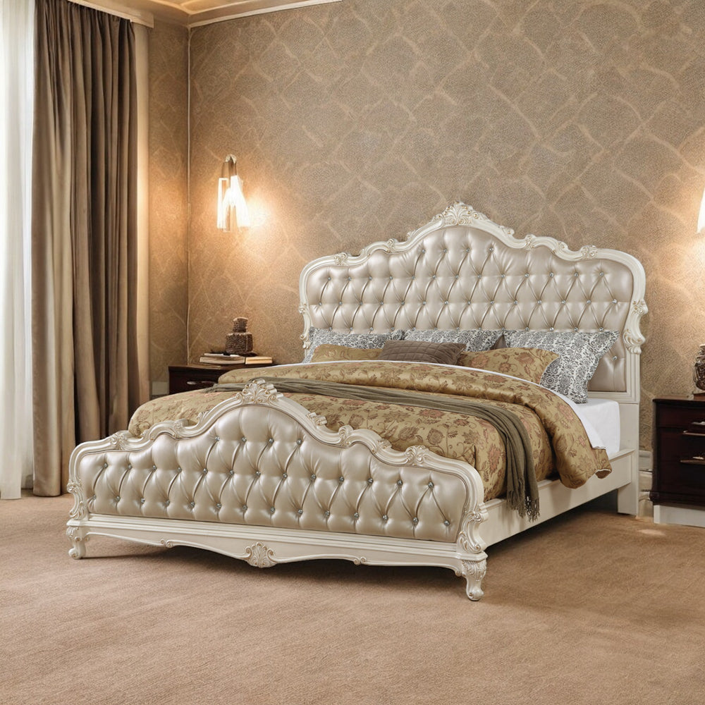 Chantelle Pearl White Queen Bed - Ornate Home