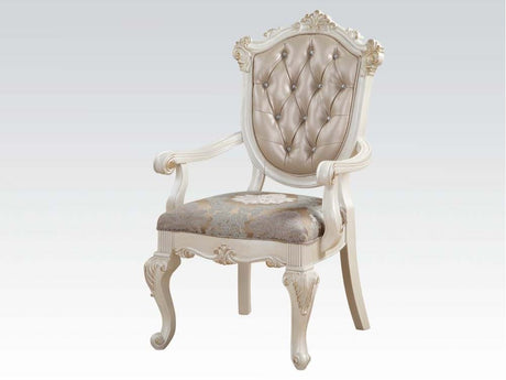 Chantelle Rose Gold PU & Pearl White Arm Chair - Ornate Home