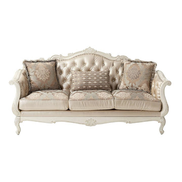 Chantelle Rose Gold/Pearl White Sofa w/3 Pillows - Ornate Home