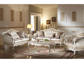 Chantelle Rose Gold/Pearl White Sofa w/3 Pillows - Ornate Home