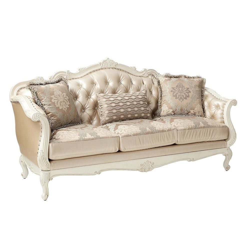 Chantelle Sofa w/3 Pillows in Pearl White 53540 - Ornate Home