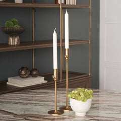 Chantria Natural Brass Small Solid Adjustable Taper Candle Holder