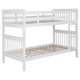 Chapman White Wood Twin Over Twin Bunk Bed with Mattress - Ornate Home
