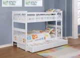 Chapman White Wood Twin Over Twin Bunk Bed with Mattress - Ornate Home