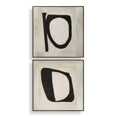 Characters Black/Brown/White Abstract Art (Set of 2) - Ornate Home