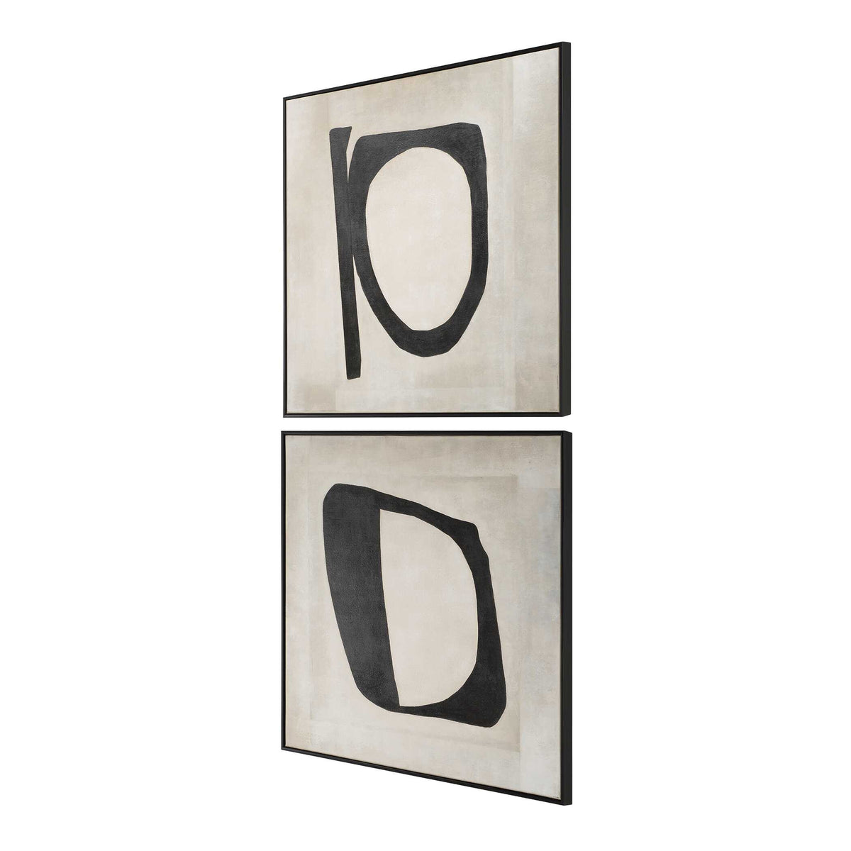 Characters Black/Brown/White Abstract Art (Set of 2) - Ornate Home