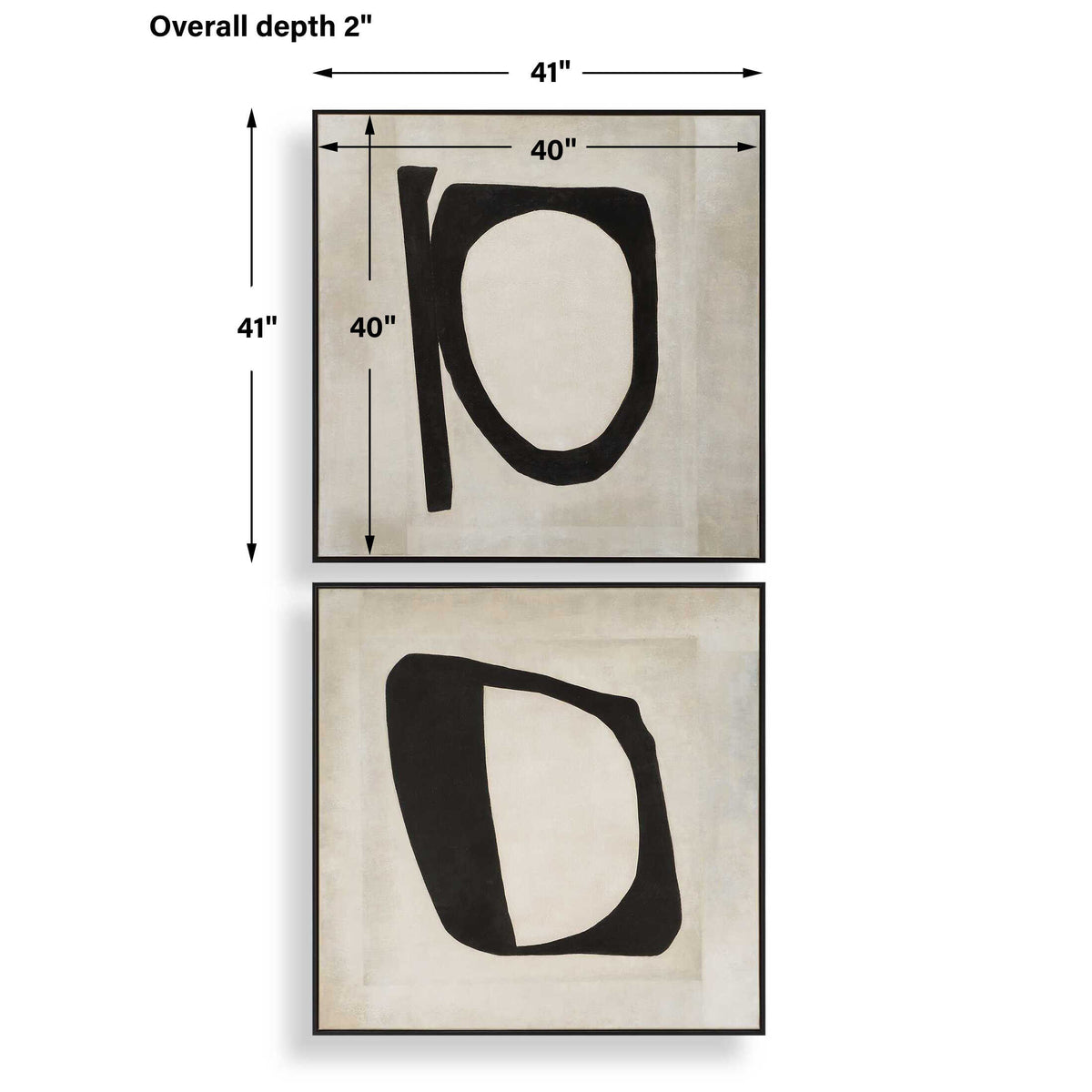 Characters Black/Brown/White Abstract Art (Set of 2) - Ornate Home