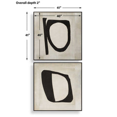 Characters Black/Brown/White Abstract Art (Set of 2) - Ornate Home